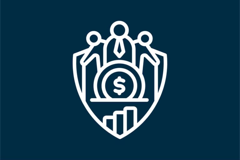 Icono de estrategia financiera para agentes de seguros, mostrando colaboración, crecimiento y ahorro con un símbolo de dólar.